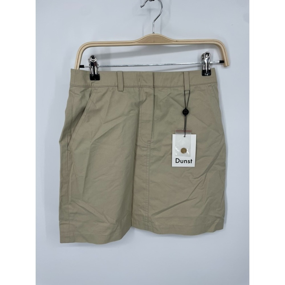 Dunst Mini Skirt Womens 00 Small Light Cream Beige 100% Cotton A-Line Preppy NWT